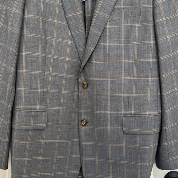 Brooks Brothers Blue Tan Checked Madison BrooksCool Half Lined Wool Blazer 42L - Picture 3 of 7